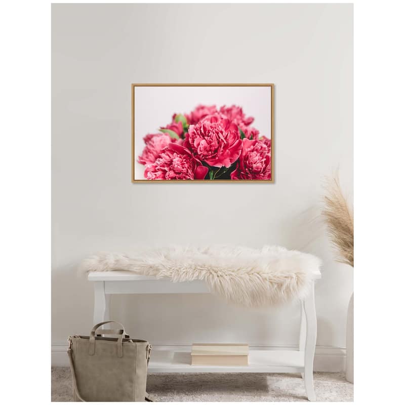 Kate and Laurel Sylvie Stunning Bright Pink Flowers Framed Canvas by Patricia Hasz of Patricia Rae Photography
