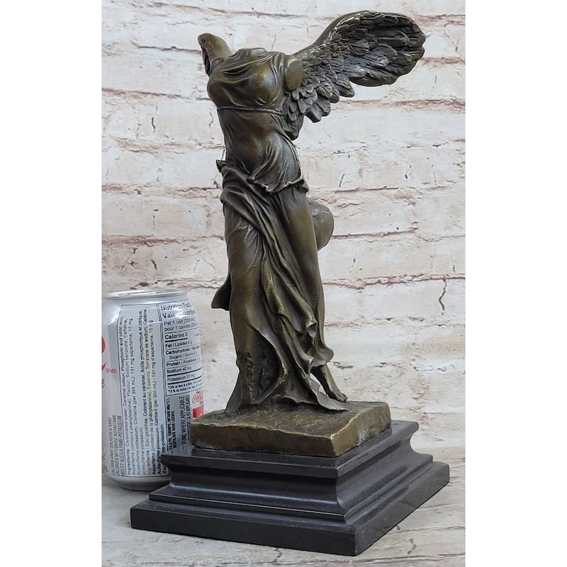 Nike Of Samothrace Winged Victory Greek Goddess Hot Cast Marble Base Sculpture