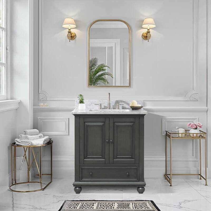 Avanity Thompson 30 in. Single Sink Bathroom Vanity with Carrara Marble Top