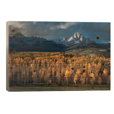 Mt Sneffels In Autumn Print On Wood by Mei Xu - Multi-Color
