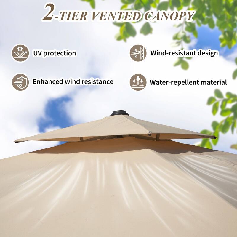 Aluminum Patio Umbrella - 360° Rotation, Hydraulic Lift