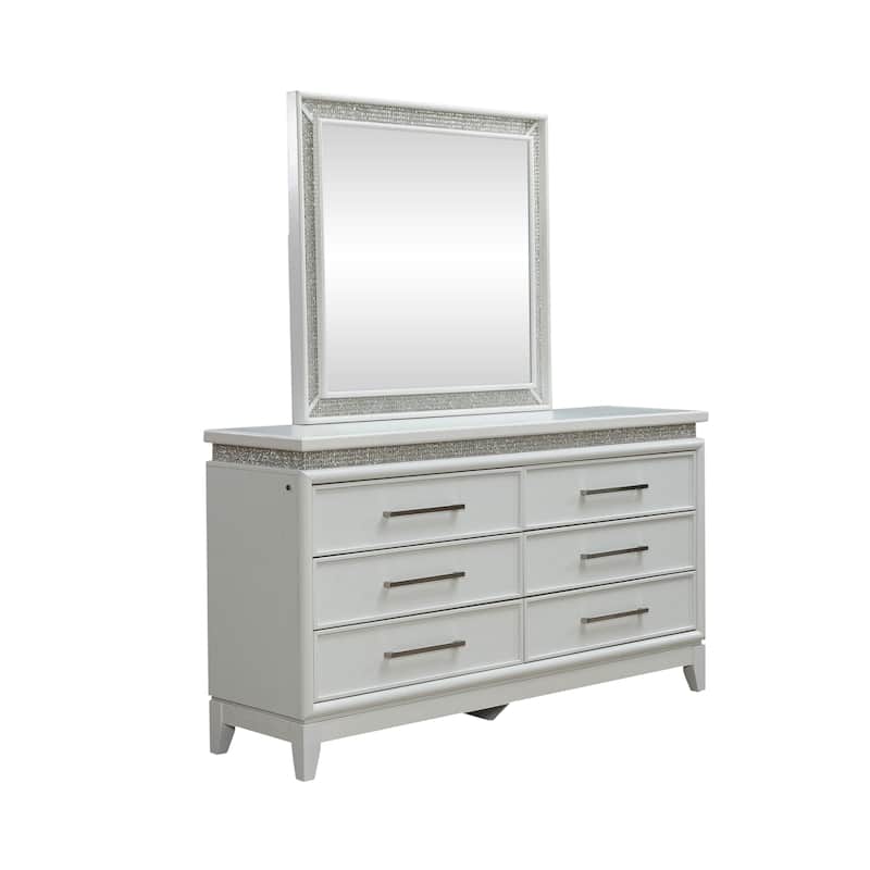 Liberty Furniture Reflections Upholstered Bed, Dresser & Mirror, Chest, Night Stand - King or Queen