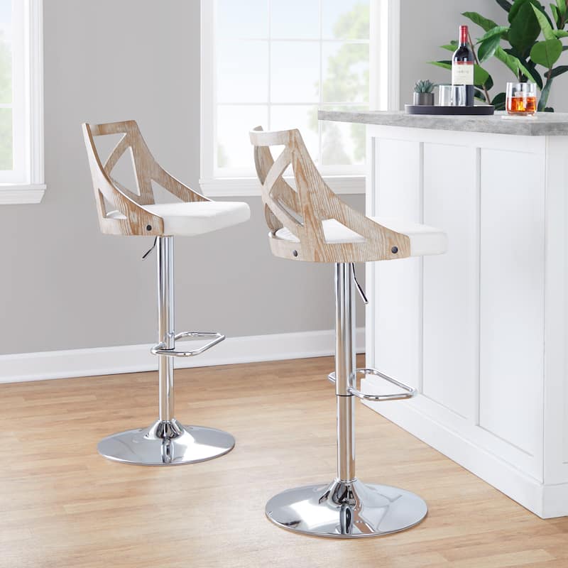 The Gray Barn Charlotte Adjustable Bar Stool with Rounded Rectangular Footrest (Set of 2)