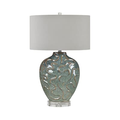 Glazed Ceramic Table Lamp with Shade