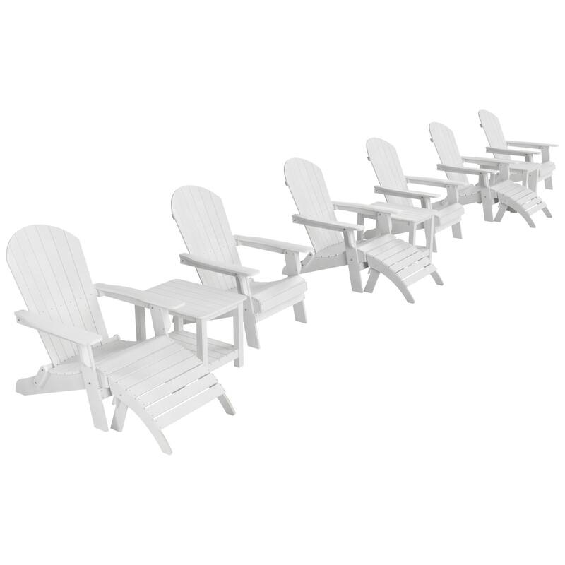 Vineyard HIPS Outdoor Folding Eco-Friendly All Weather Seashell Adirondack Chairs (12-Piece Conversation Set)