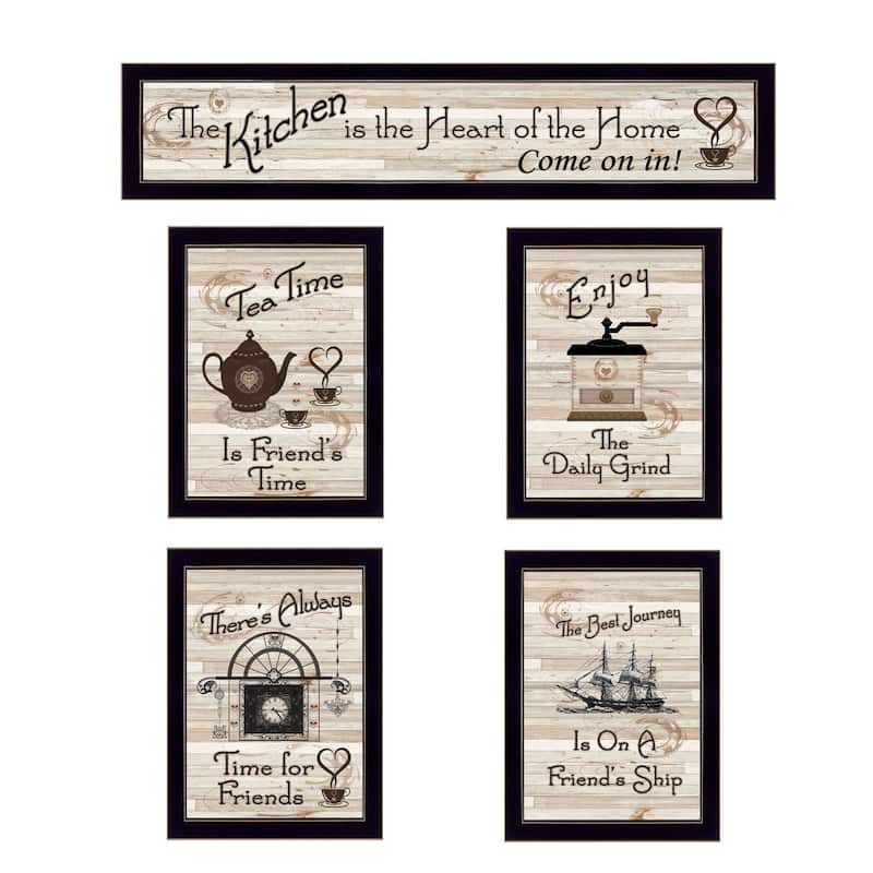 TrendyDecor4U Traditional "Kitchen Friendship Collection II" 5-Piece Vignette by Millwork Engineering - Black