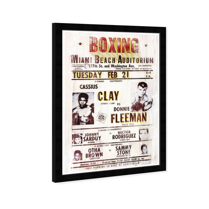 Wynwood Studio '10 Rounds Boxing' Advertising Wall Art Framed Print Posters - White, Brown