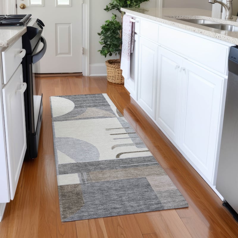 Premium Washable Super Soft Contemporary Mayfield Rug - Taupe - 2'3" x 7'6"