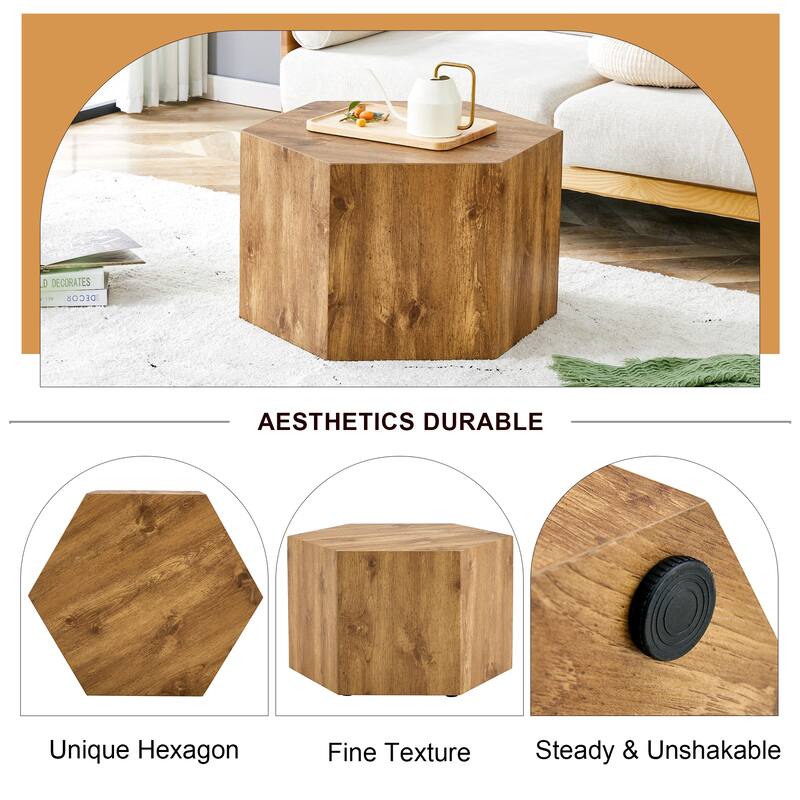 Roomfitters Textured MDF Coffee Table with Complex Grain Finish, Modern Accent Table for Stylish Living Spaces