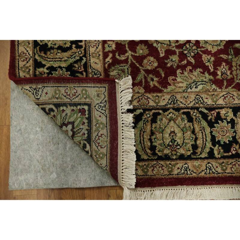 Hand Knotted Oriental 100% Wool Carpet Traditional All-Over Red Agra Area Rug - 9' 2'' X 6' 1''