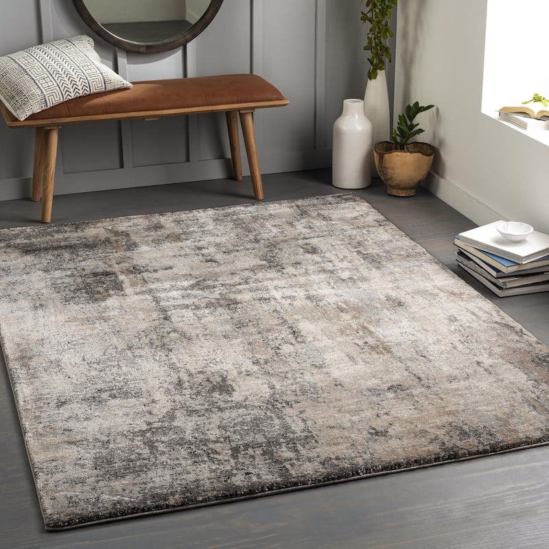 Dan Modern Abstract Area Rug - Grey/Brown - 6' 7" x 9'