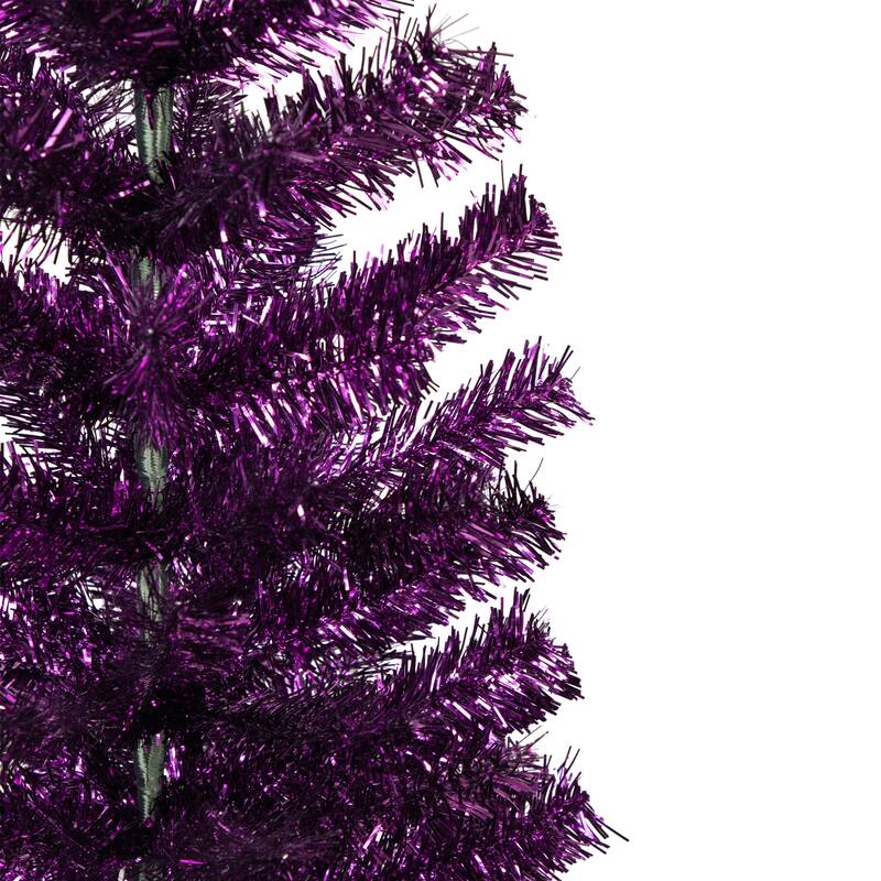 Artificial Tinsel Christmas Tree - 4' -Purple - Unlit - 4 Foot
