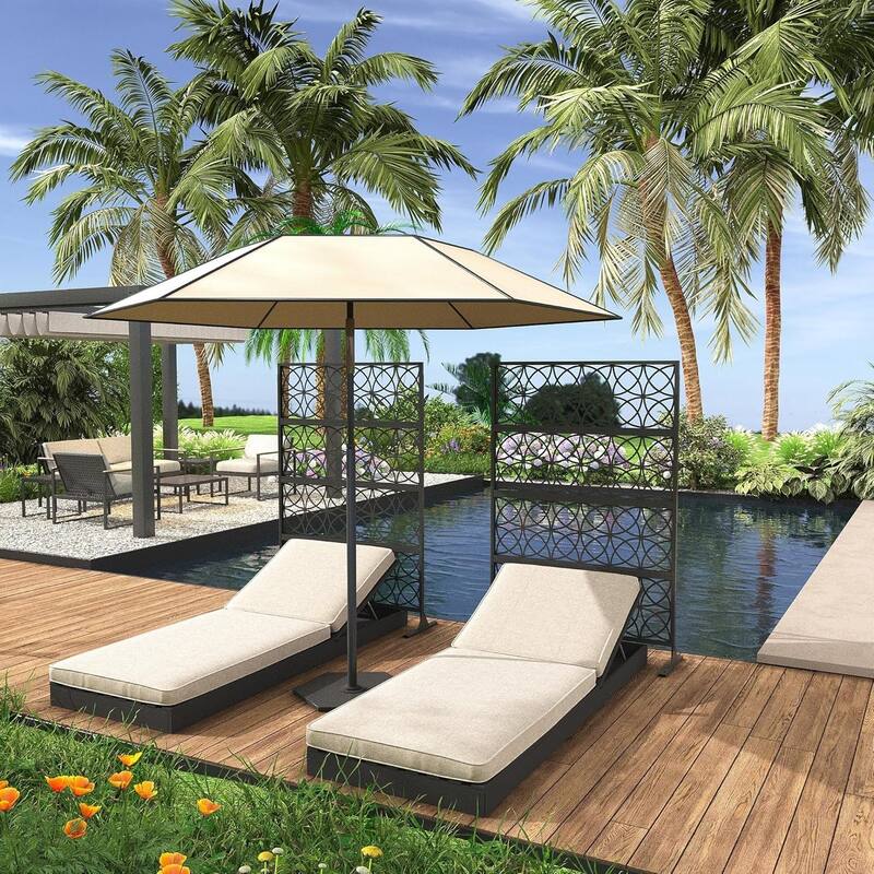 1pcs 72 in H x 46 in W Metal Privacy Screen Panel Freestanding Rust-Resistant Outdoor Divider Leaf Style