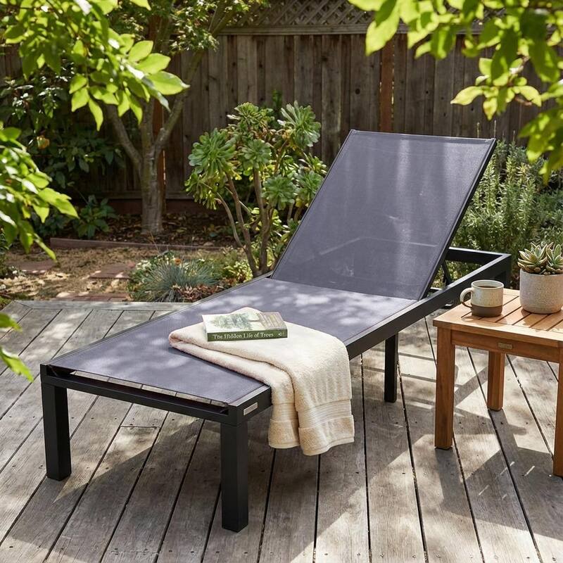 Marlin Outdoor Chaise Lounge Chair - Stackable Adjustable Recliner Sun Lounger for Pool, Beach, Patio, or Backyard