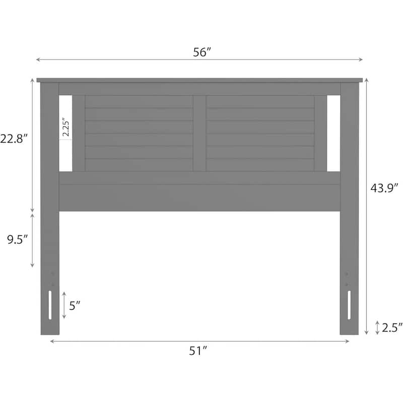 White Rubber Woode Headboard with Horizontal Slat Design for Standard Bed Frames