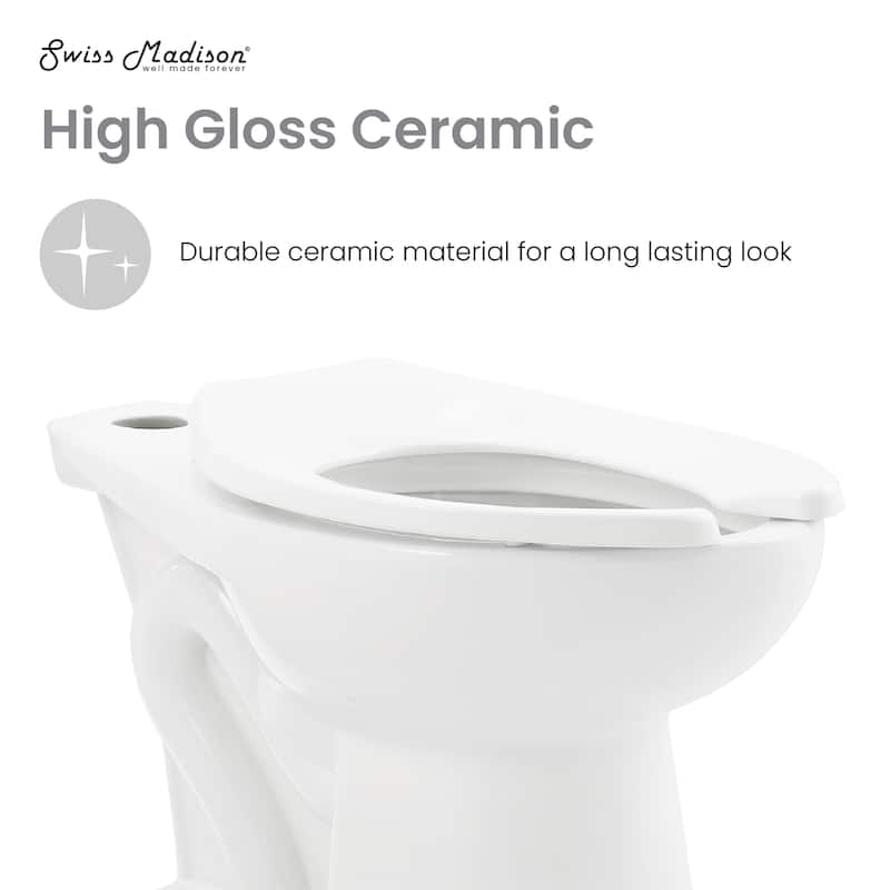 Chalon Floor-Mounted Commercial Elongated Top Flush Spud Flushometer Toilet Bowl - 27.95" x 16.53" 16.53"