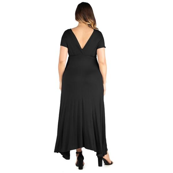 Shop 24seven Comfort Apparel Empire Waist V Neck Plus Size Maxi Dress Overstock 28023200 Red 3x