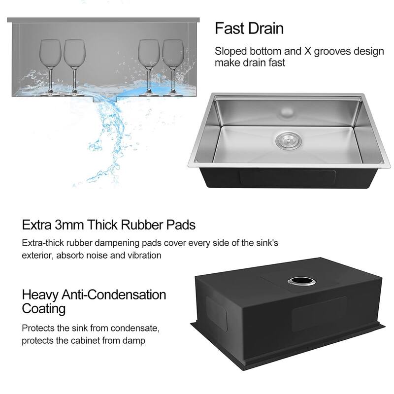 33" Undermount Workstation Sink - 18G Stainless Steel, 10" Deep