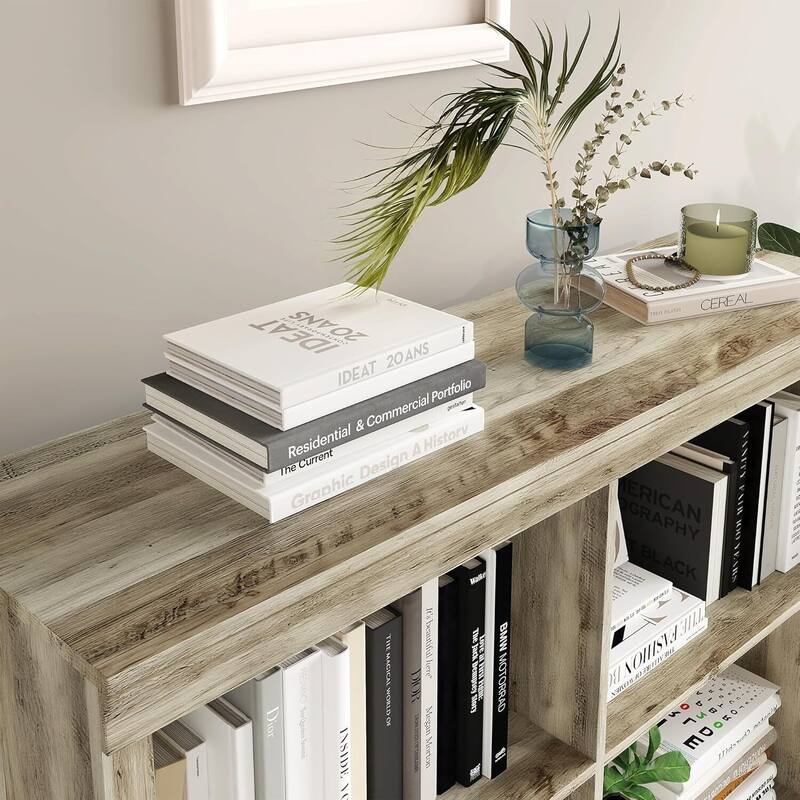 Farmhouse 6-Cube Storage Organizer Bookshelf, Standing Display Cabinet for Home Office