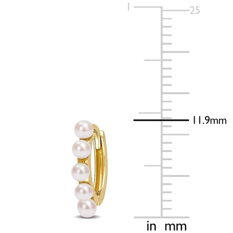 Miadora Cultured Freshwater Pearl Hoop Earrings in 10k Yellow Gold (2-2.5mm)