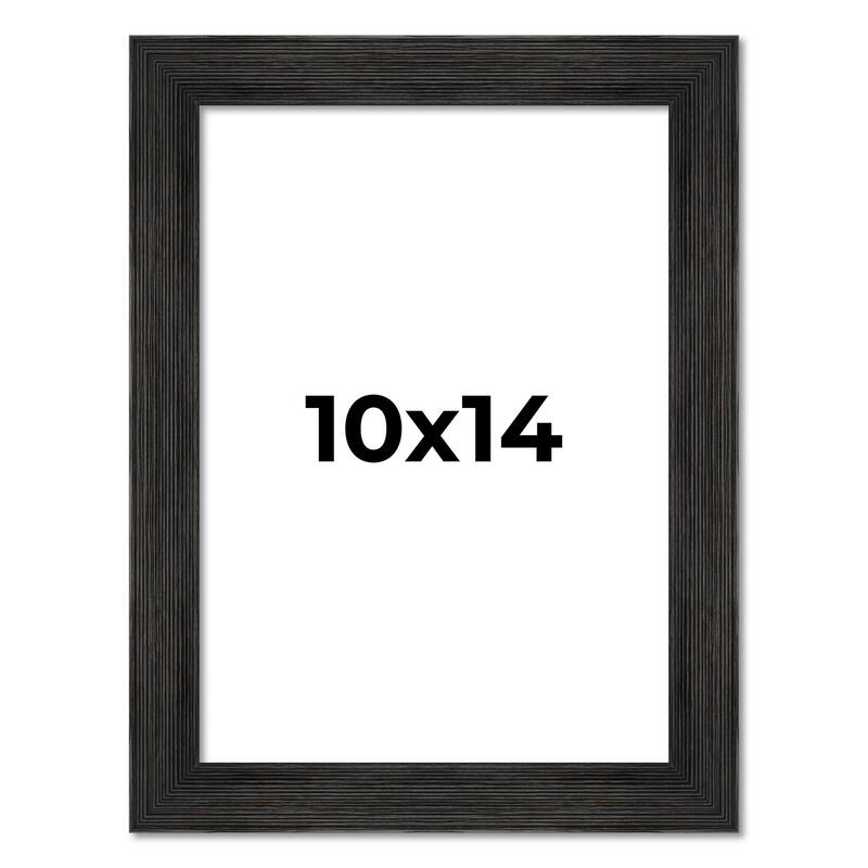 10x14 Black Rustic Wide Barnwood Picture Frame - UV Acrylic, Foam Board Backing, Hanging Hardware - Holds 10x14 Photo