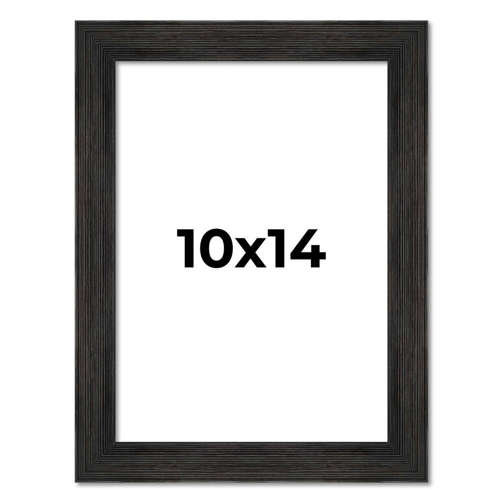 10x14 Black Rustic Wide Barnwood Picture Frame - UV Acrylic, Foam Board Backing, Hanging Hardware