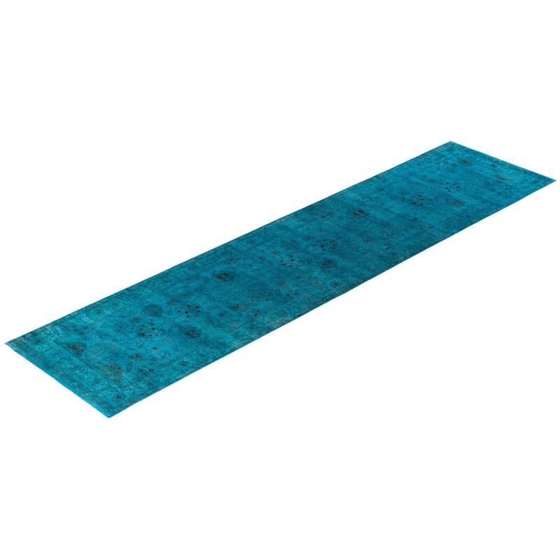 Fine Vibrance One-of-a-Kind Hand-Knotted Runner Rug - Blue, 2' 10" x 11' 10" - 2' 10" x 11' 10"