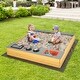 preview thumbnail 1 of 9, Wooden Sandbox Kids Sand Pit with Kitchen Playset Accessories - 53" x 49" x 8" Natural