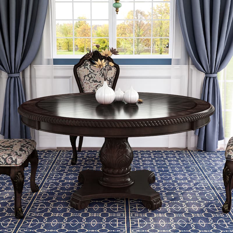 Furniture of America Kova Cherry Finish 60-inch Wood Round Dining Table