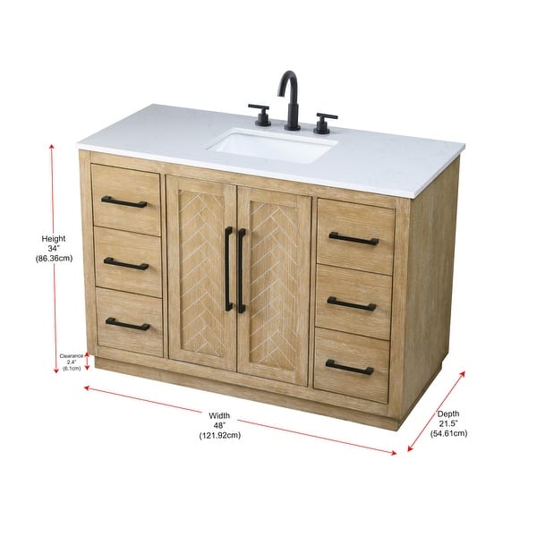 dimension image slide 0 of 2, Elegant Lighting VF29048 Chase 48" Free Standing Single Basin Vanity