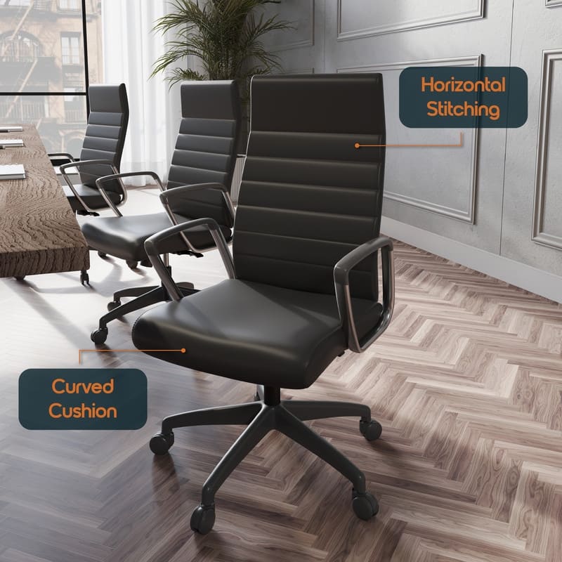 Hilton Modern High Back Ergonomic Leather Office Chair with Adjustable Height, Swivel, and Tilt for Conference or Executive Desk