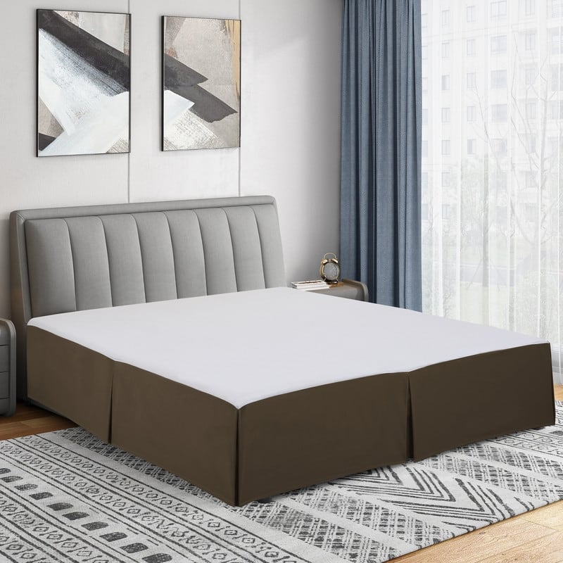Swift Home Easy Fit Tailored Pleat Microfiber Bed Skirt with 14-inch Drop - Full - Chocolate