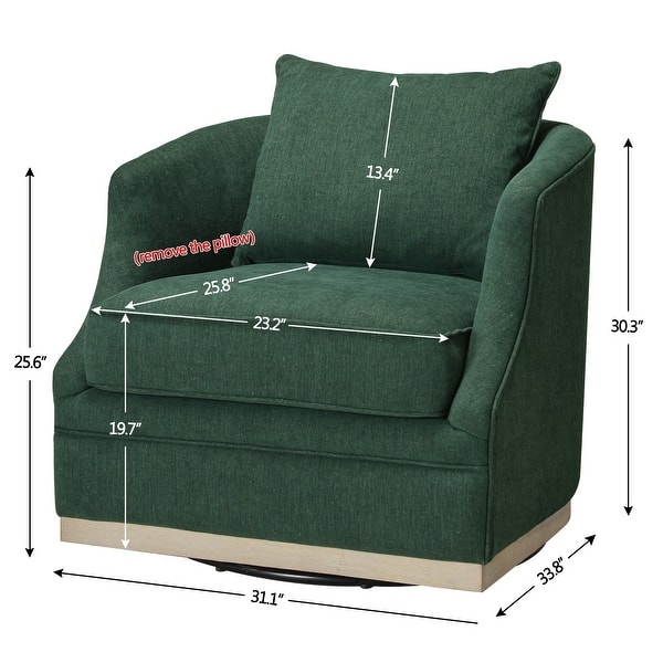 dimension image slide 0 of 4, KINWELL 31" Wide Linen Fabric Upholstered Swivel Barrel Accent Chair