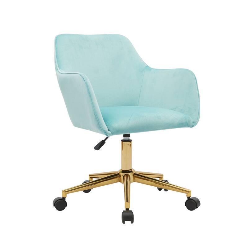 Modern Upholstered Home Office Chair with Adjustable Height & Gold Metal Legs, 360° Swivel