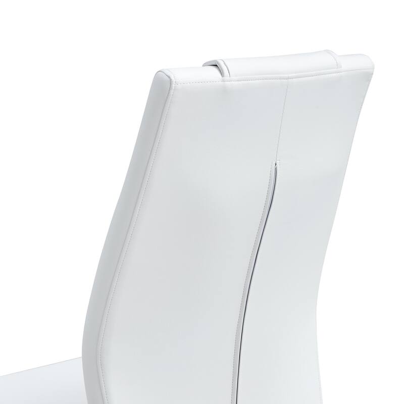 Rectangular Dining Table Set for 6-8 People, Modern Glass Table with Faux Leather Chairs