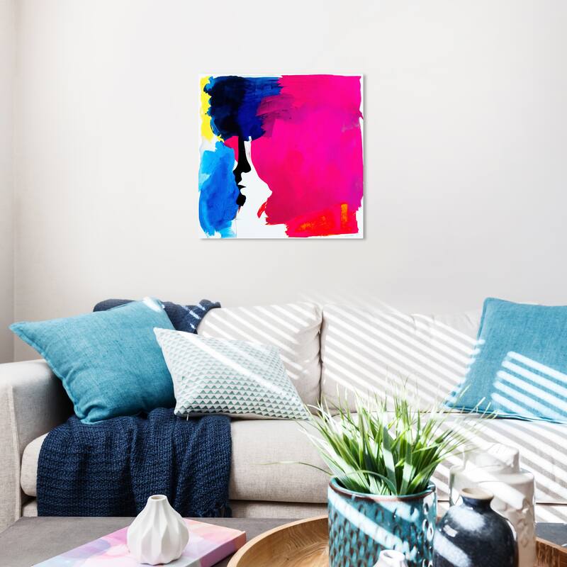 Wynwood Studio Abstract Neon Color Splash Pink and Hot Pink Modern & Contemporary Wall Art Canvas Print - 20 x 20