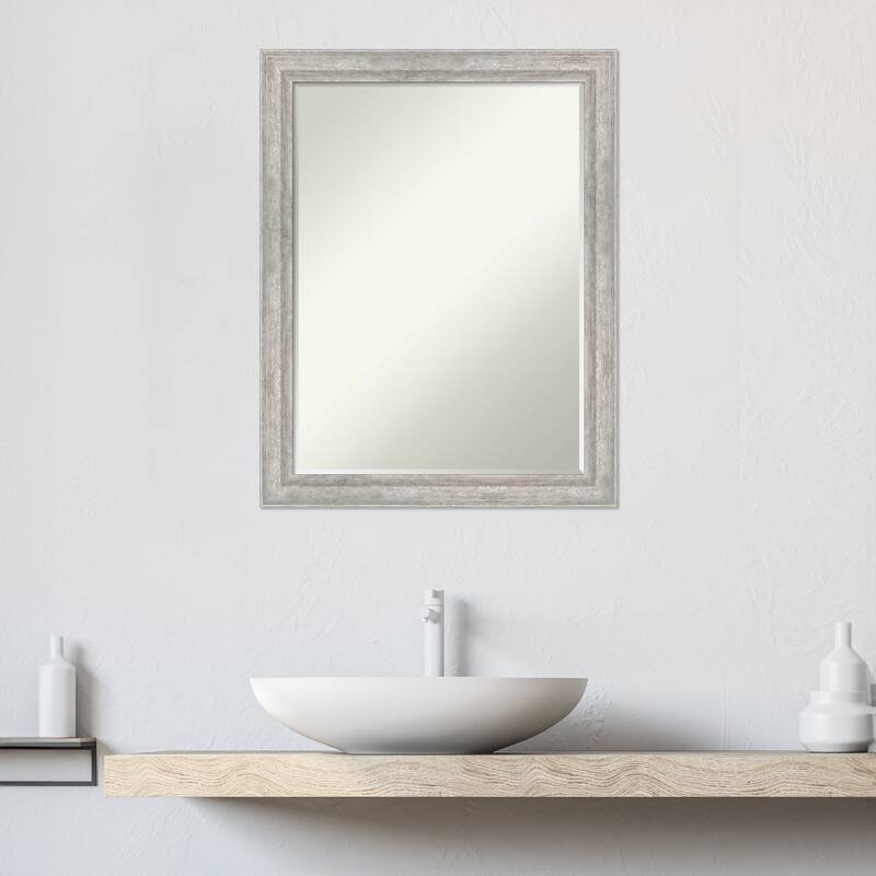 Angled Half-Inch-Bevel Wood Framed Bathroom Vanity Wall Mirror - Glass Size 18x24