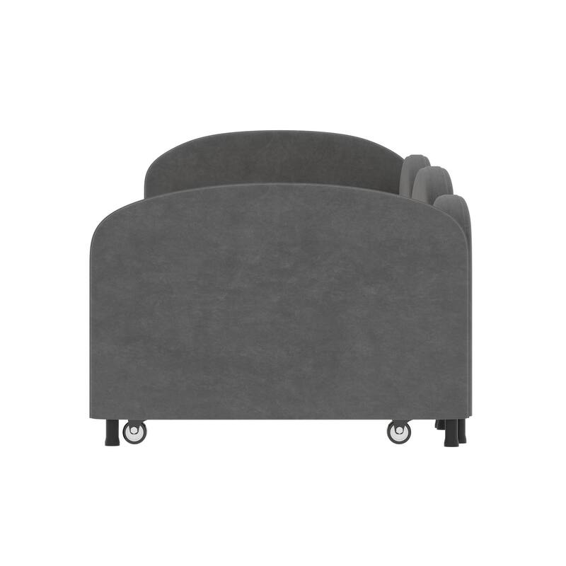 Velvet Upholstered Twin Size Daybed with Storage Drawer, Modern Sofa Bed Frame for Living Room, Kids Room, Bedroom (Gray)