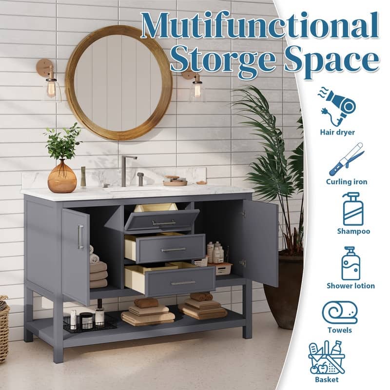 48-Inch Farm Style Bathroom Vanity with Square Sink