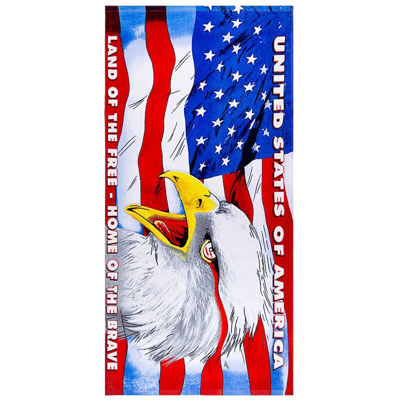 American Flag Cotton Beach Towel - American Flag Eagle