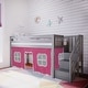 preview thumbnail 55 of 67, Max and Lily Twin Low Loft with Stairs and Curtains Grey with Pink/White Curtain