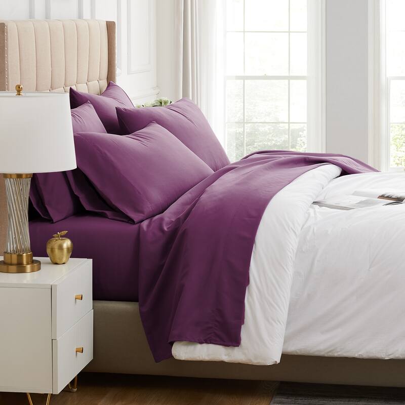 Vilano Comfort Deep Pocket Ultra-Soft 6-piece Bed Sheet Set - Purple - Split King