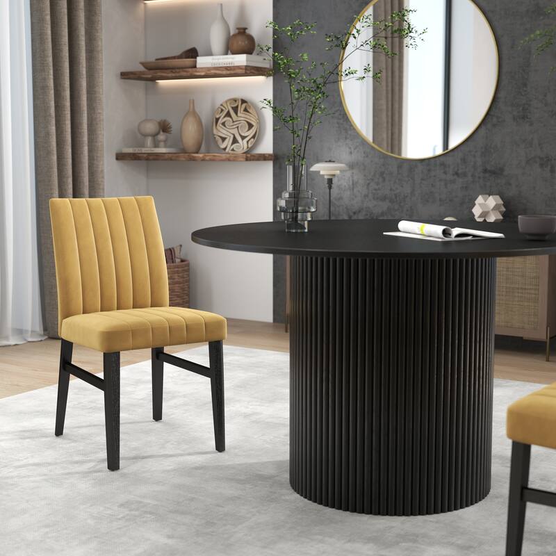 Roundhill Furniture Henriet 5-Piece Round Pedestal Dining Set