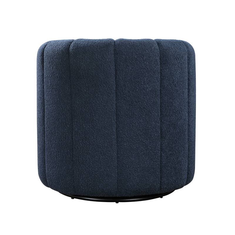 Arden 31" Boucle Swivel Chair with Ottoman - Solid Wood Legs