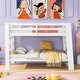 preview thumbnail 2 of 6, White Twin over Twin Wood Bunk Bed with Shelves & Ladder