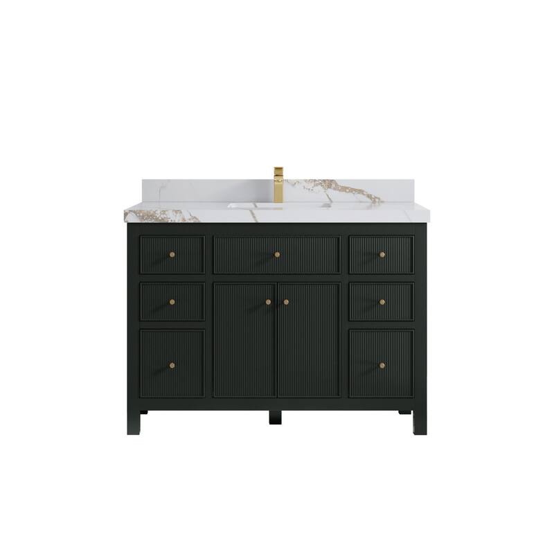 Willow Collections 48 in W x 22 in D Sonoma Free Standing Reeded Single Sink Bathroom Vanity with Countertop