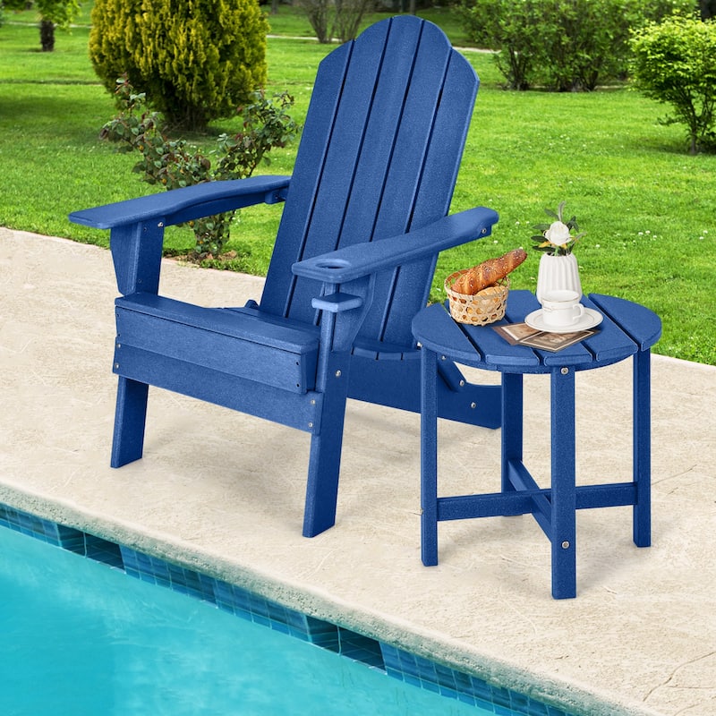 Costway 18'' Patio Round Adirondack Side Table Weather Resistant HDPE