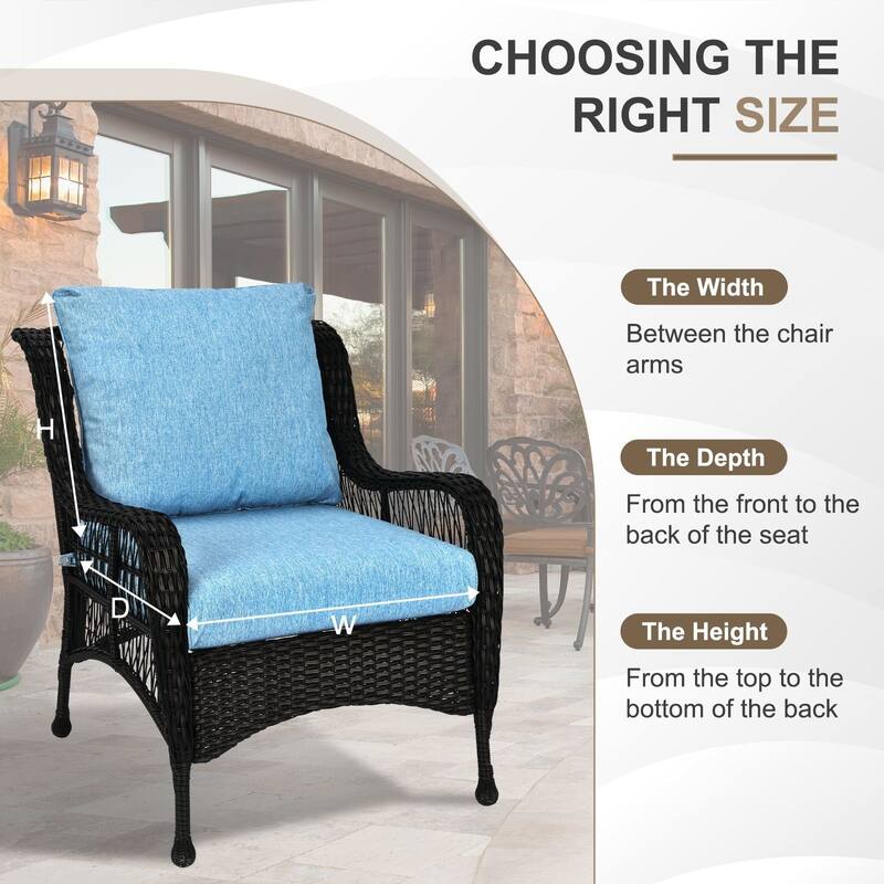 Aoodor Outdoor Deep Seat Cushion Set, Waterproof Patio Furniture Cushions with Adjustable Straps & Removable Cover