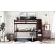 preview thumbnail 3 of 8, Twin Size Loft Bed with Staircase and Built-in Desk, Brown