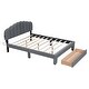 preview thumbnail 6 of 9, Queen Size Upholstered Platform Bed with Storage Drawer, LED Lights, and USB Ports